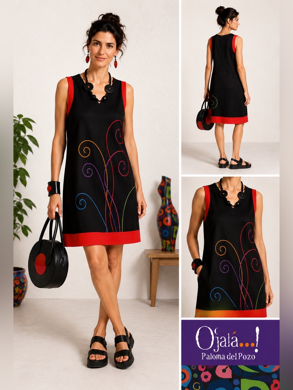 OJALA PALOMA DEL POZO EUROPEAN ART TO WEAR ABSTRACT SWIRL DRESS SZ XL